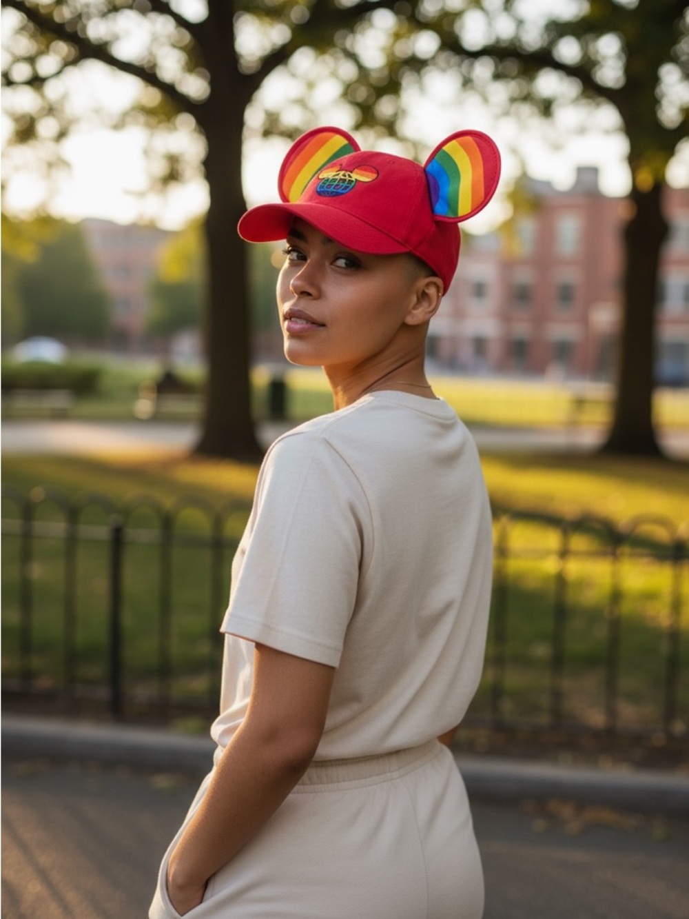Disney Parks Rainbow Collection Pride Mickey Mouse Ears Adult Baseball Cap NWT
